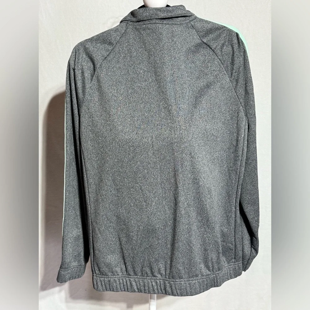 Adidas Heather Gray With Aqua Stripes Full Zip With Pockets Size Large - Picture 5 of 7
